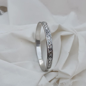 Brazalete apilable hecho a mano Vintage con textura de flor chapada en plata de ley 925, joyería de moda para mujer, proveedores al por mayor - Product Image 5