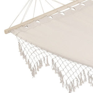 Hamaca de jardín con estructura resistente y borlas, estilo bohemio - Product Image 2