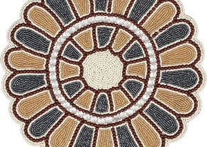 Handcrafted American Style <b>Round</b> Beaded <b>Placemats</b>/pads for Dining Table Wedding Christmas & Family Gatherings Made of Glass - Product Image 2