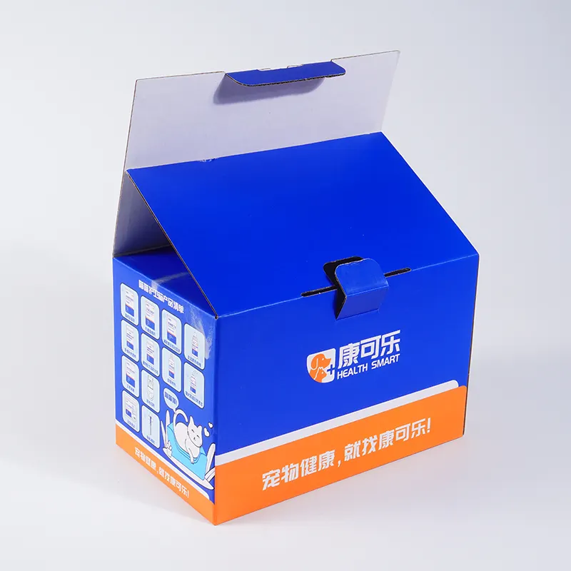 Embalagem de caixa de papelão com logotipo, caixa de papelão ondulado colorida com impressão personalizada por atacado reciclável