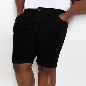 Pantalones cortos de tela vaquera 70% algodón 2% ELASTANO 28% poliéster, ajustados, con dobladillo, cinturón, negro - Product Image 3