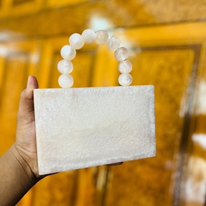 Premium Custom Handcrafted Luxury Resin Women's Clutch Rhinestones Diamond Beads Open Button Closure Fashion for Weddings - Product Image 1