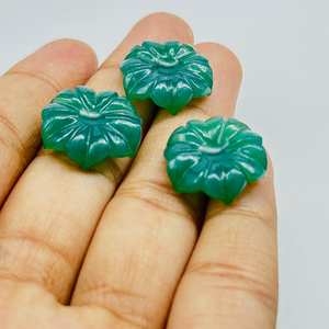 Gema de Ónix Verde Tallada en Forma de Flor de 17 mm, Amuleto de Flor Tallado a Mano Natural para la Fabricación de Joyas - Product Image 3