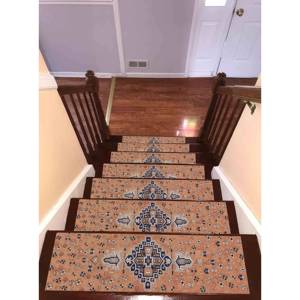 Tapis imprimé - Design bohème bleu marine vibrant, moderne, rond, pour escalier, luxe, cadeau, lavable en machine, gobelin - Product Image 1