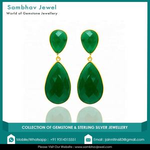 ต่างหูห้อยพลอยออนิกซ์สีเขียวธรรมชาติ เงินแท้ 925 ชุบทอง ต่างหูห้อยพลอยสีเขียว ของขวัญ ต่างหูห้อย ขายส่ง - Product Image 3