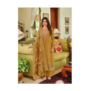 Amplia gama de ropa de boda de alta calidad pura Maheshwari seda viscosa con bordado Hevey pakistaní Salwar colección de trajes - Product Image 1