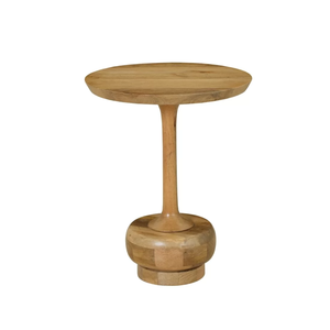 Ensemble de 2 tables d'appoint modernes en bois et marbre, finition naturelle - Meubles pour chambre et salon - Product Image 1