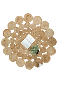 พรมปูพื้นทรงกลมทำจากปอกระเจาทำด้วยมือเป็นมิตรต่อสิ่งแวดล้อมพรมปูพื้นทนทาน - Product Image 6