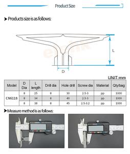 Anclajes de Palanca Elehk 3/8-1/2, Plástico Blanco, TACO NYLON TIPO TOGGLE <span class=keywords><strong>PARA</strong></span> GYPSUM 1/8 - 1/4, Anclaje <span class=keywords><strong>para</strong></span> Paneles de <span class=keywords><strong>Yeso</strong></span> - Product Image 6