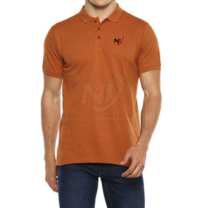 Hommes élégants pour polos avec motif solide en tissu tricoté respirant et évacuant l'humidité avec logo personnalisé - Product Image 1