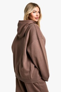 Sudaderas con capucha de manga larga de algodón orgánico 100% personalizadas de alta calidad para mujer logotipo frontal antiretráctil bordado - Product Image 4