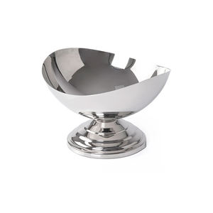 Cuenco de metal martillado de plata con mango de madera, plato de servicio artístico personalizable, centro de mesa decorativo, vajilla - Product Image 6