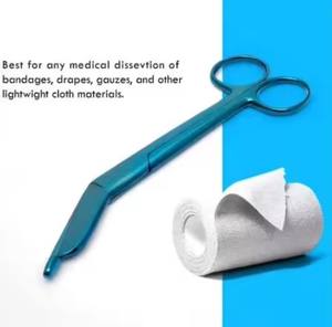 Tijeras Quirúrgicas para Remover Vendajes, con Puntas Redondeadas, Duraderas, de Color Azul, en Oferta - Product Image 3