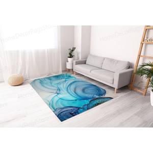 พรมพิมพ์ลาย: พรมกันลื่น, พรมสีน้ำเงิน, ดีไซน์ทันสมัย, พรมลายกอบเลน - Product Image 3