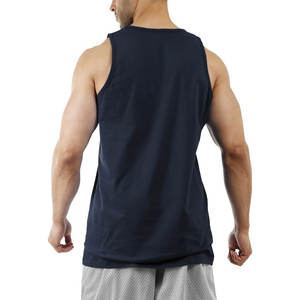 เสื้อกล้ามฟิตเนสสำหรับผู้ชายเสื้อออกกำลังกายผ้าฝ้ายสีกรมท่า - Product Image 4