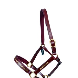 Cabestro de Cuero con Diseño de Cristal y Protector de Mejillas, Cabestro de Cuero para Caballo - Product Image 1