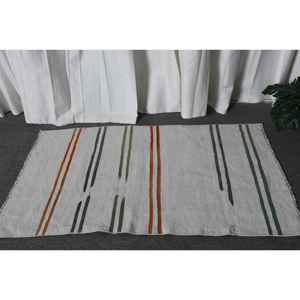 Alfombra Turca Vintage, Alfombra Kilim de 2x3.7 pies, Alfombra con Estampado Animal Blanco y Naranja - Product Image 2