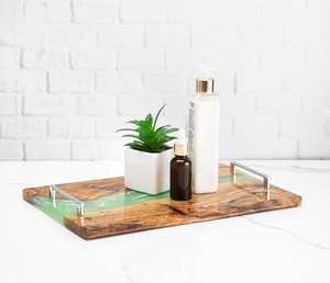 Plateau de service en résine de bois Pièce unique avec taille ronde et personnalisée à très extrême - Product Image 1