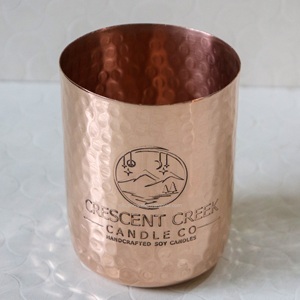 Porte-cire votif en métal cuivré fait à la main Récipient en étain avec couvercle pour la fabrication de bougies Décoration élégante de la maison Lanterne ou pot - Product Image 2