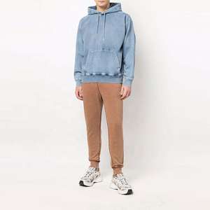 Sweat à capuche 100% coton pour hommes de qualité supérieure Denim lavé à la pierre de fabricant personnalisé de haute qualité avec broderie de logo numérique Sweat à capuche d'hiver - Product Image 5