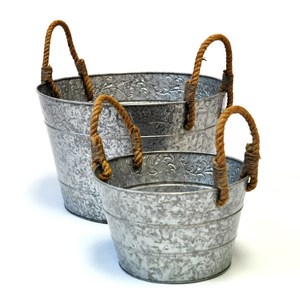 Pot de fleurs en métal galvanisé avec support en bois, pot de fleurs moderne rustique pour plantes d'intérieur, vente en gros - Product Image 5