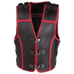 Chaleco de Cuero con Cordones Gruesos al por Mayor, Chaqueta de Motociclista Estilo Vaquero Occidental, Unisex, Marrón, con Flecos, Transpirable, Resistente al Viento, Talla Grande, Manga Larga - Product Image 1