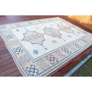 Alfombra Turca Vintage Grande de 6.7x8.5 pies, Alfombra de Lana Azul - Product Image 2
