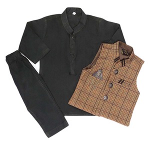 Traje Shalwar con Chaleco para Niños - Marrón - Product Image 4