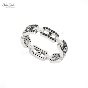 Meilleures ventes, bague de mariage classique de haute qualité en diamant noir de 1,3 mm, pierre de naissance d'avril, chaîne en or massif 14 carats, logo personnalisé - Product Image 1