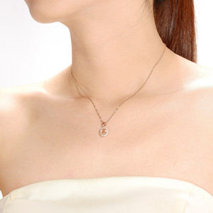 สร้อยคอจี้รูปไข่ประดับเพชรคิวบิกเซอร์โคเนียสีแชมเปญเคลือบทองคำขาว TD Collette Z รุ่นคลาสสิก พร้อมสายแบบกล่อง เหมาะสำหรับเป็นของขวัญ ผลิตจากโลหะผสมสังกะสี - Product Image 3