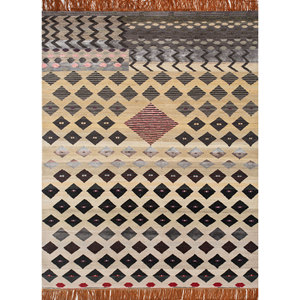 Manchaha Lev-764 Ivory Hand Knotted Wool Bamboo Silk <b>Rug</b> Geometric Braided Rectangle 9x12" for Home Entryway Hallway <b>Bedside</b> - Product Image 1
