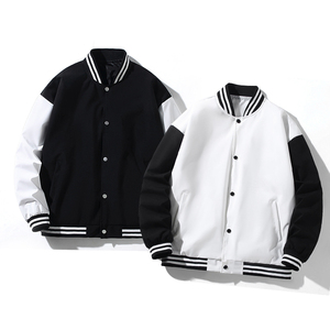 Chaqueta de béisbol Varsity de mezcla de algodón para hombre, abrigo Bomber Letterman con mangas de piel sintética - Product Image 2