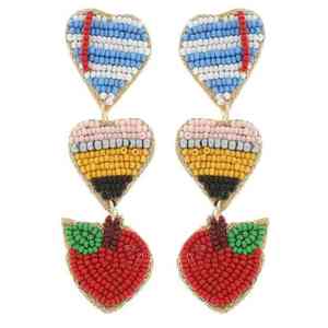 Handcrafted <b>Fruit</b> Design Beaded Drop Earrings Stylish Trendy Fashion Jewelry <b>for</b> Women Lightweight Statement Accessory - Product Image 1