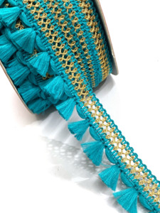 Vintage <b>Small</b> Fringe Trimming 2cm Tassel Fringe Lace Trims with Gold Yarn and Sequin for Garment Clothing Home Textile - Product Image 5