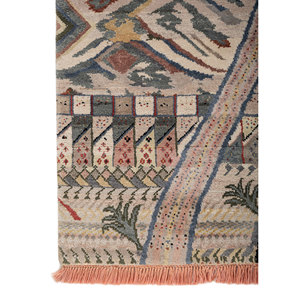 พรมไหมพรมผสมไหมไผ่สีเบจน้ำตาลลายปะติดปะต่อทรงสี่เหลี่ยมผืนผ้าสำหรับตกแต่งบ้าน ห้องนั่งเล่น และทางเดิน - Product Image 4