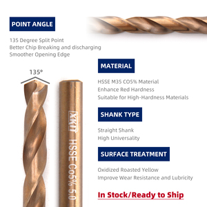 XKIT TOOLS Gouden Gecoate HSS M35 <span class=keywords><strong>5</strong></span>,0 mm Twistboor Set (DIN338 Norm) Hoge Prestaties <span class=keywords><strong>5</strong></span>% Kobalt 135 Graden Split Point - Product Image 5