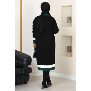 Cardigan en tricot à rayures pour hommes, pull hijab noir - Product Image 1