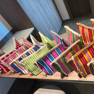 Pochette de toilette en nylon recyclé écologique réutilisable avec fermeture éclair, sac de plage de voyage rayé personnalisé avec logo - Product Image 1