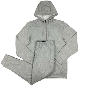 Sweat à capuche de conception personnalisée de haute qualité véritable 100% coton lourd zippé à la mode polaire 2 pièces survêtement à capuche pour hommes - Product Image 2
