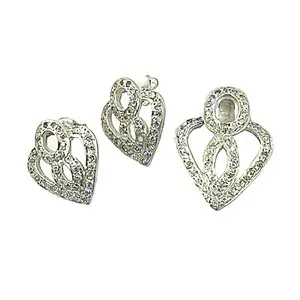 Diamond <b>Heart</b> Stud <b>Earrings</b> Round Brilliant Cut Channel Setting Women's Luxury Fine Jewelry - Product Image 2