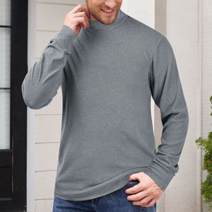 New Soft Mock Neck Sweatshirt Fleece Lining Long Sleeve Half <b>Turtleneck</b> Pullover Shirts for <b>Men</b> Autumn Winter - Product Image 1