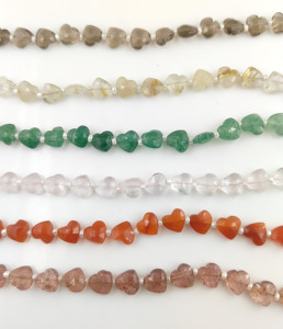 Hilo de cuentas de piedras preciosas naturales facetadas de 8-9mm en forma de corazón - Product Image 1