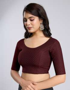 Trendmalls เสื้อสตรีคอโบว์แบบลำลองผ้าทอ dobby ผ้าฝ้ายอีลาสตินยืดได้ (B01-Wine) - Product Image 4