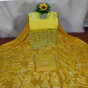 Ensemble de robe de mariée somalienne Fransawi tendance et inégalée, 3 pièces, jacquard doré de qualité supérieure, sergé, chiffon écologique - Product Image 1