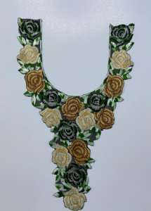 Encolure en dentelle gracieuse avec broderie de fil et de paillettes Style à coudre pour vêtements fantaisie Sarees Robes Blouse Kurti Robes - Product Image 2