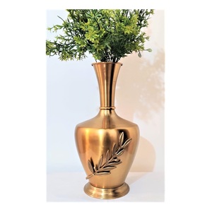 Metal Casted Decorative Aluminum <b>Vase</b> Modern Brass Plated Flower Urn <b>Vase</b> Handcrafted Metal Table Top Decorative - Product Image 5