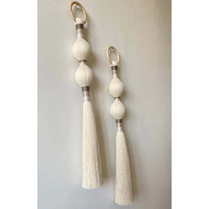 DULCE CDICE Juego de 2 Tapices de Pared de Macramé Tejido Estilo Bohemio Natural con Borlas, Hechos a Mano, Ecológicos, Decoraciones para Sala de Estar - Product Image 2