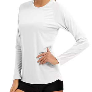 Women's Long Sleeve Workout <b>Tops</b> O Neck Sports Yoga Running Activewear Basic Loose Fit Side Split Quick Dry Basic Workout Shirts - Product Image 1