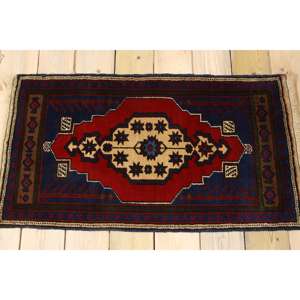 Petit tapis turc de 1,8 x 3,2 pieds, tapis vintage rouge à imprimé animal - Product Image 2