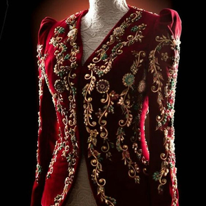 LATEST HEAVY EMBROIDERY ON STUNNING JACKET WITH EMBELLISH OF CRYSTAL BEADS ,PEARLS,GLASS STONE WORK FOR PARTY-WEAR @ 2022 - Product Image 1